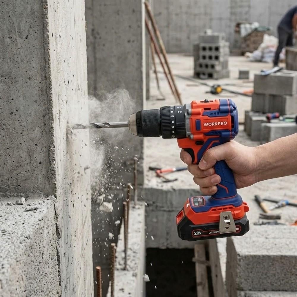 WORKPRO WP390019 20Volt 2.0Ah Li-ion 65Nm. Çift Akülü Kömürsüz Profesyonel Şarjlı Darbeli MatkapWorkproWP390019Matkaplar-LastikTR.com