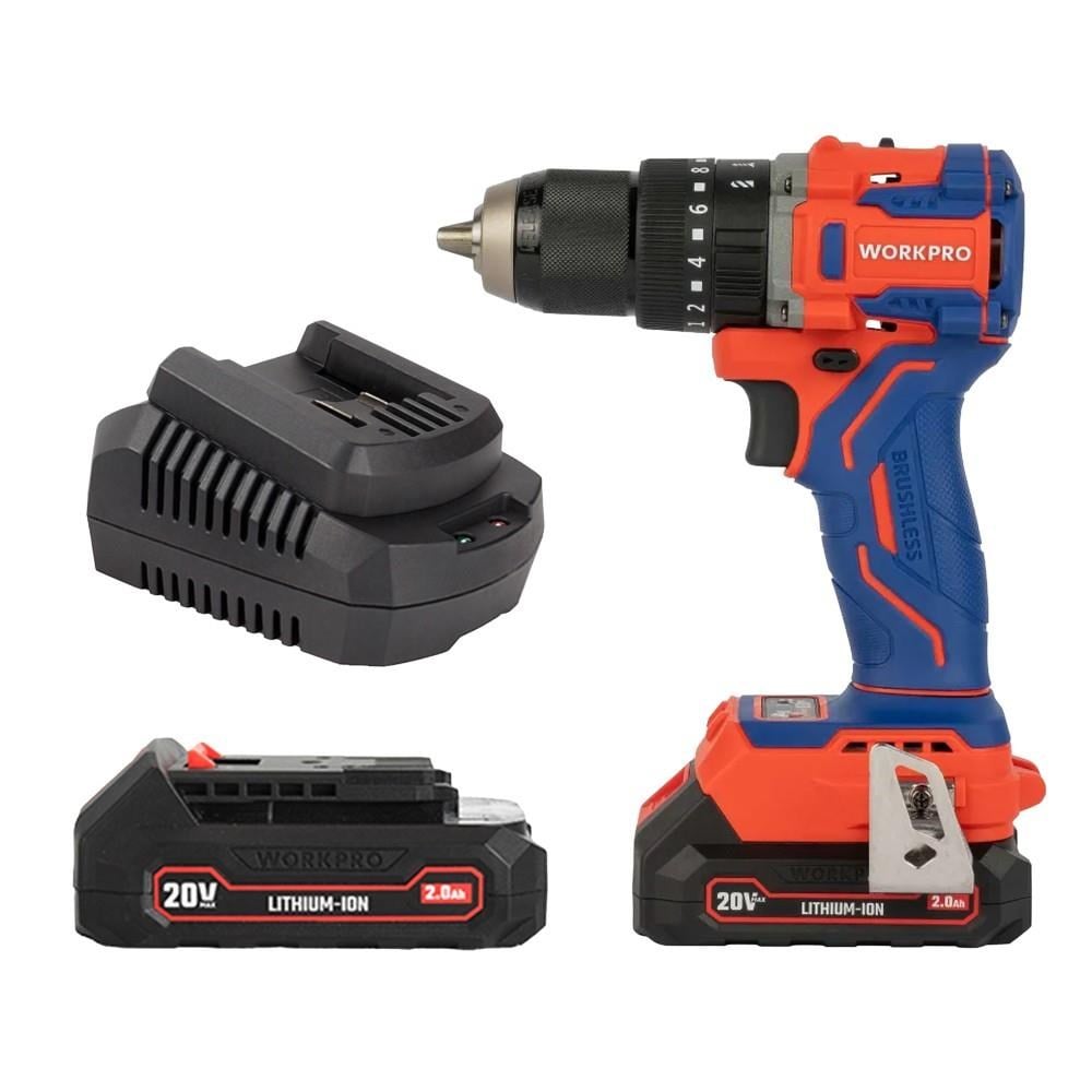 WORKPRO WP390019 20Volt 2.0Ah Li-ion 65Nm. Çift Akülü Kömürsüz Profesyonel Şarjlı Darbeli MatkapWorkproWP390019Matkaplar-LastikTR.com