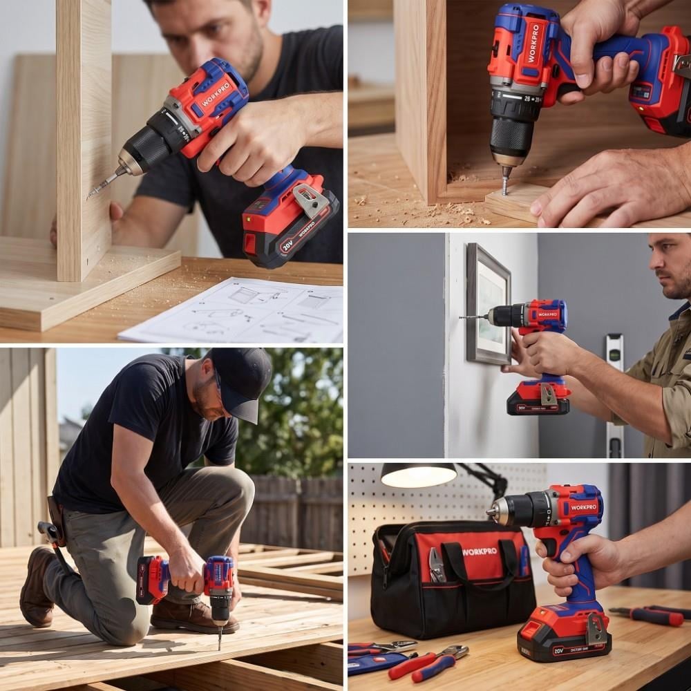 WORKPRO WP390022 20Volt 2.0Ah Li-ion 65Nm. Çift Akülü Kömürsüz Profesyonel Şarjlı MatkapWorkproWP390022Matkaplar-LastikTR.com