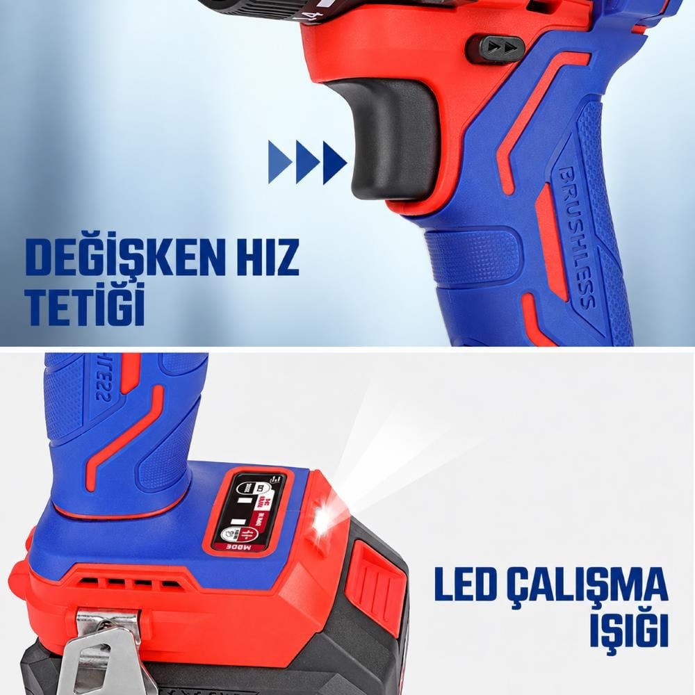 WORKPRO WP390023 20Volt 4.0Ah Li-ion 65Nm. Çift Akülü Kömürsüz Profesyonel Şarjlı MatkapWorkproWP390023Matkaplar-LastikTR.com