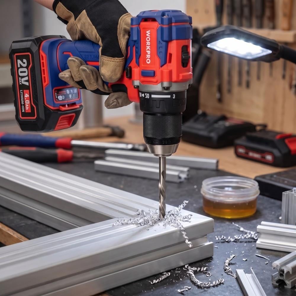 WORKPRO WP390023 20Volt 4.0Ah Li-ion 65Nm. Çift Akülü Kömürsüz Profesyonel Şarjlı MatkapWorkproWP390023Matkaplar-LastikTR.com