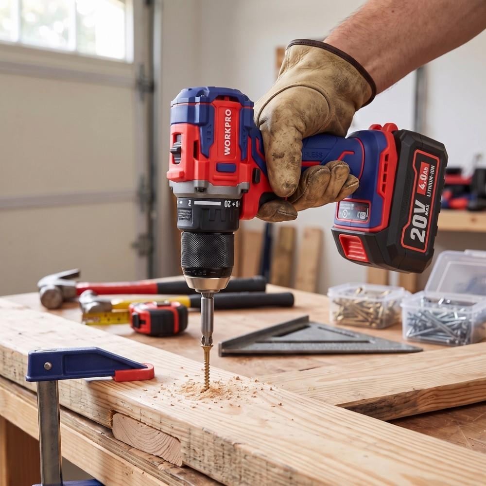 WORKPRO WP390023 20Volt 4.0Ah Li-ion 65Nm. Çift Akülü Kömürsüz Profesyonel Şarjlı MatkapWorkproWP390023Matkaplar-LastikTR.com