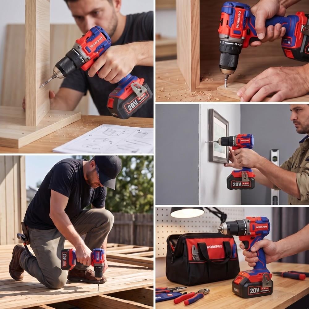 WORKPRO WP390023 20Volt 4.0Ah Li-ion 65Nm. Çift Akülü Kömürsüz Profesyonel Şarjlı MatkapWorkproWP390023Matkaplar-LastikTR.com