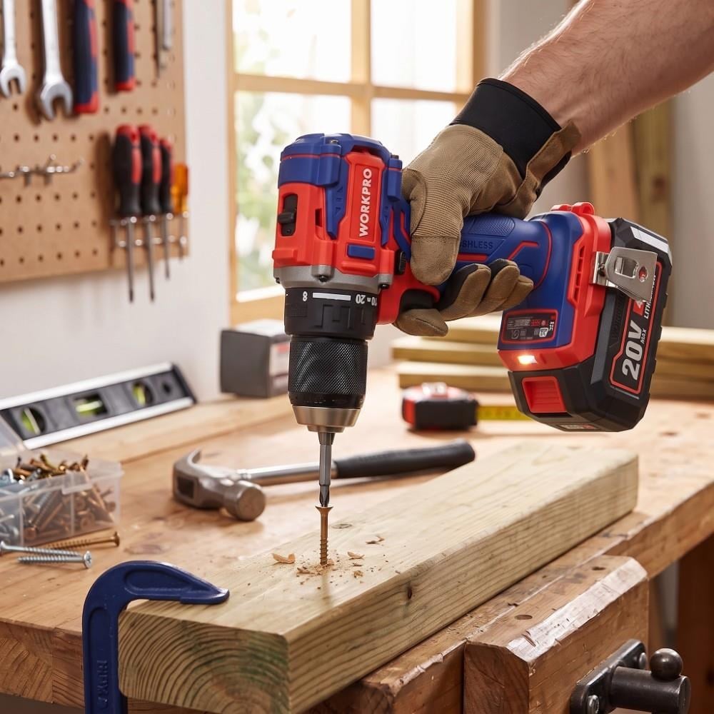WORKPRO WP390023 20Volt 4.0Ah Li-ion 65Nm. Çift Akülü Kömürsüz Profesyonel Şarjlı MatkapWorkproWP390023Matkaplar-LastikTR.com