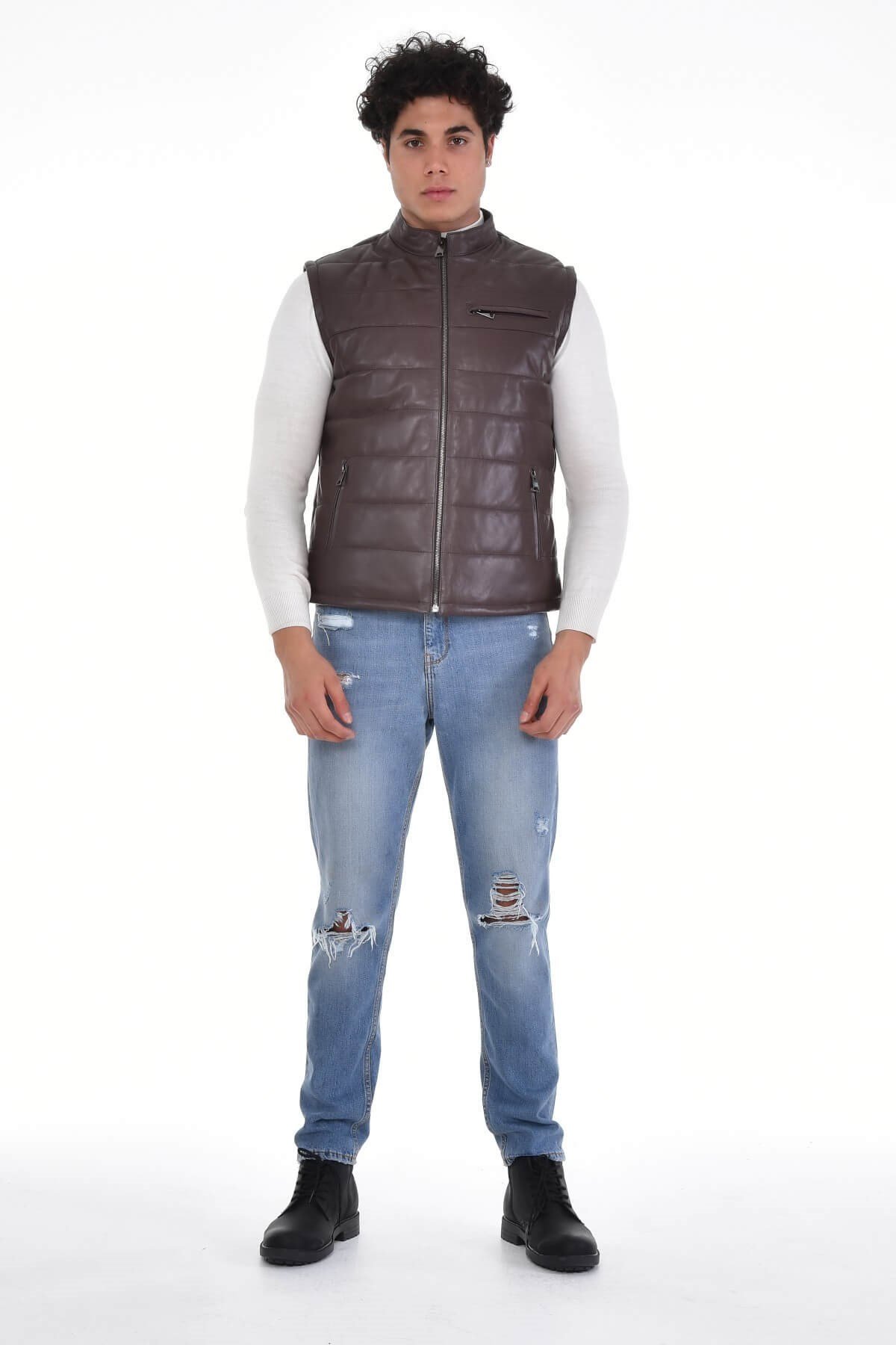 Barella Kahve Erkek %100 Orijinal Deri Yelek