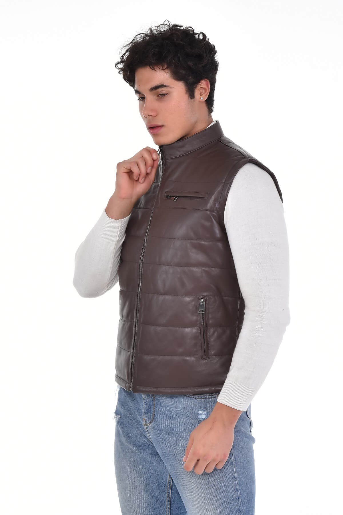 Barella Kahve Erkek %100 Orijinal Deri Yelek