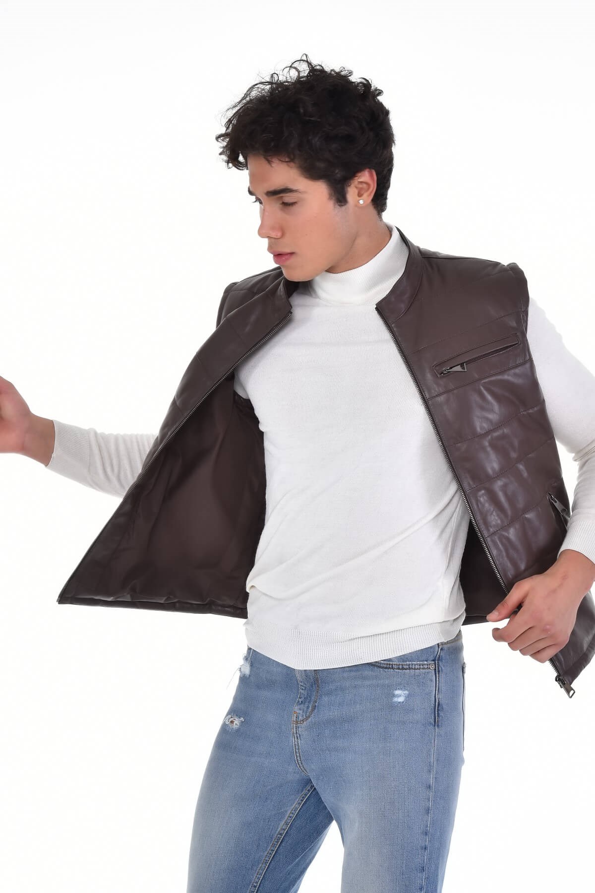 Barella Kahve Erkek %100 Orijinal Deri Yelek