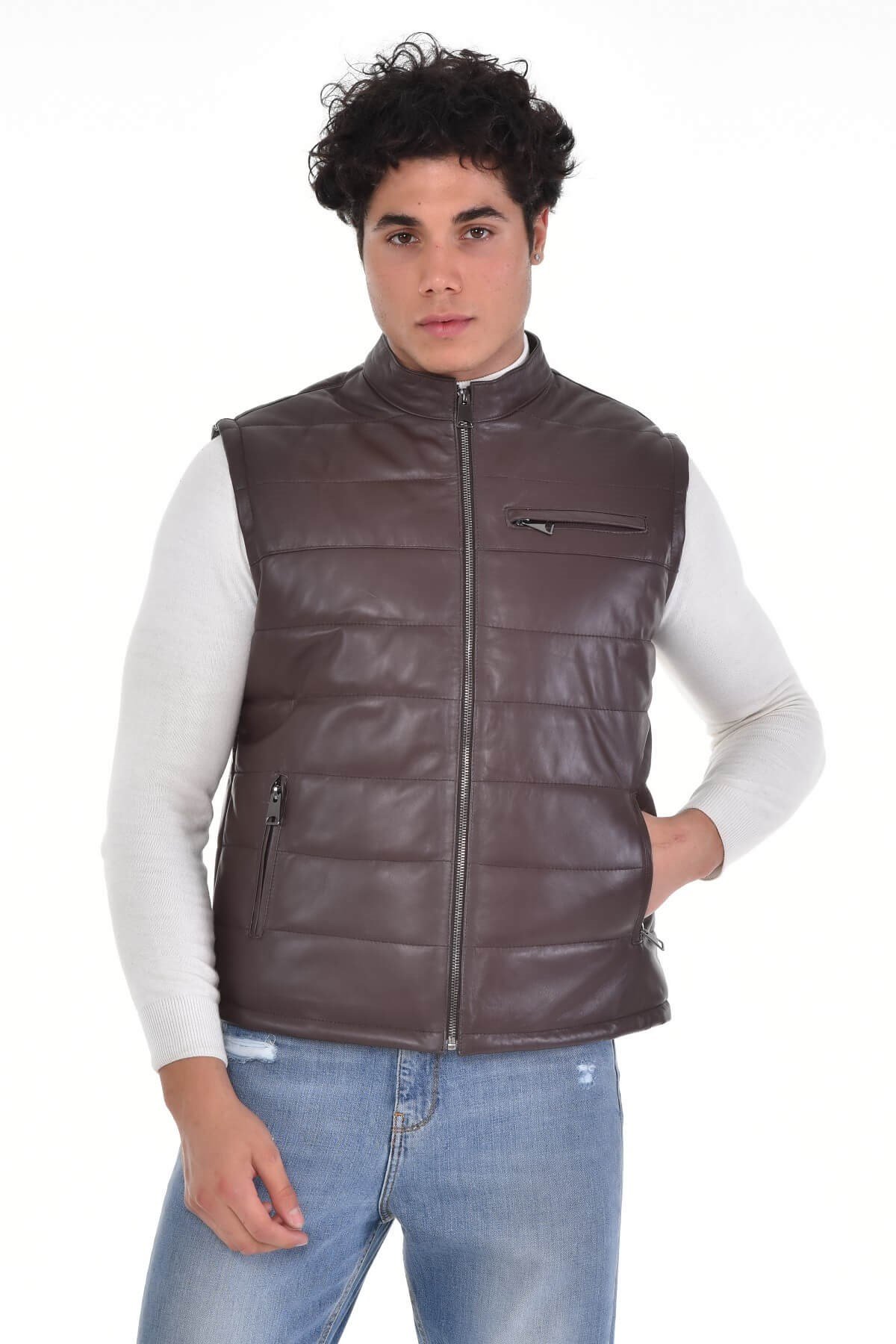 Barella Kahve Erkek %100 Orijinal Deri Yelek