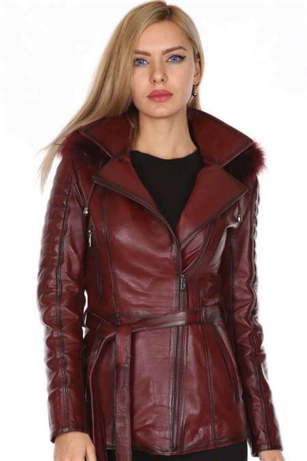 BAYAN BORDO KEMERLİ DERİ MONT