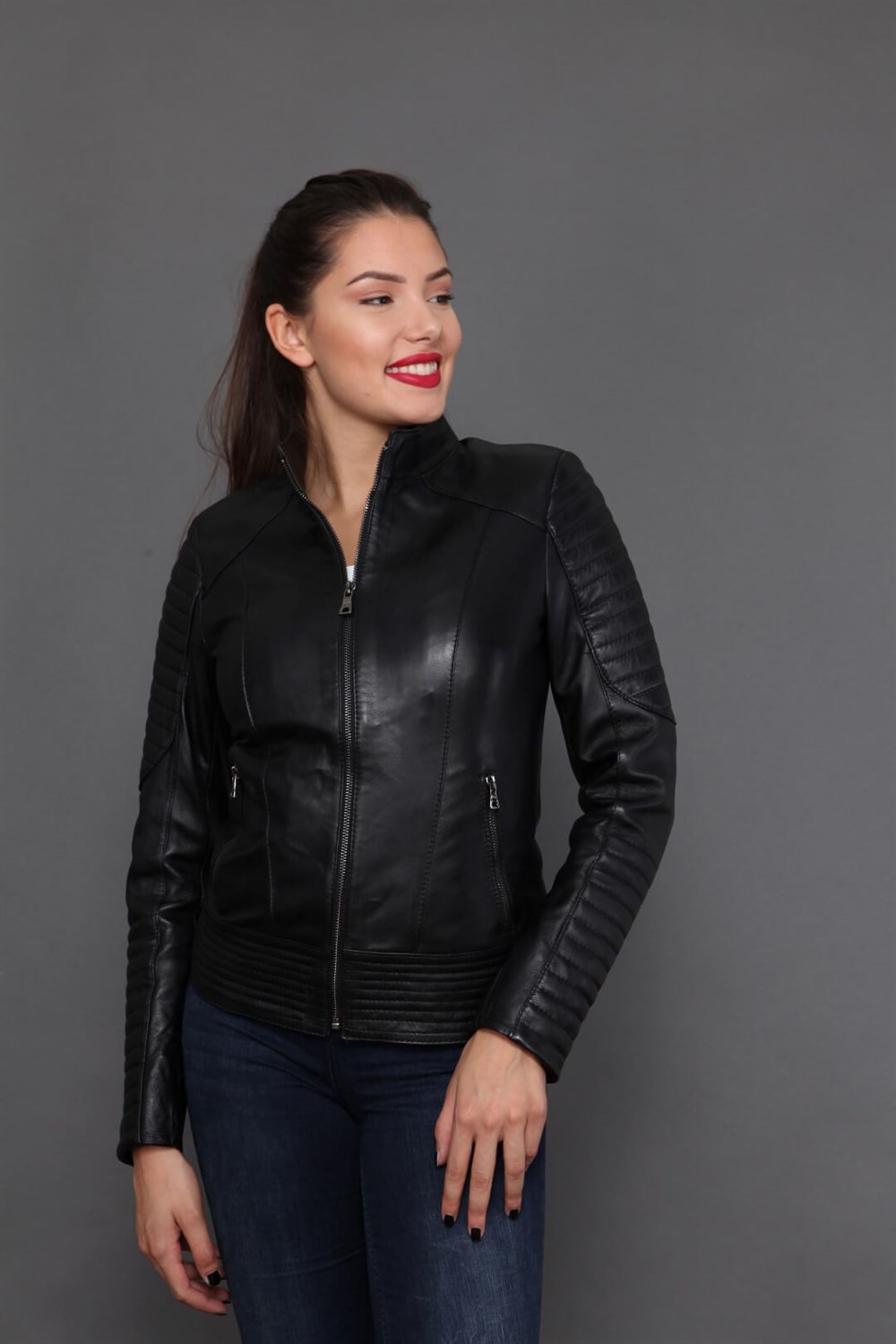 BAYAN DERİ MONT SİYAH - FAUX