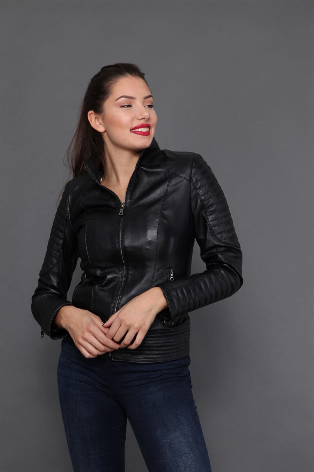 BAYAN DERİ MONT SİYAH - FAUX