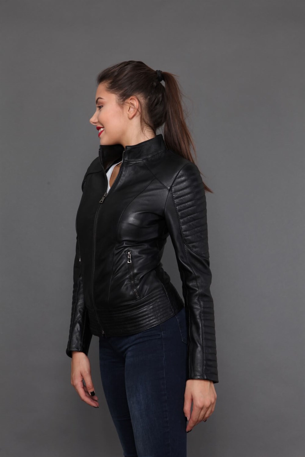 BAYAN DERİ MONT SİYAH - FAUX