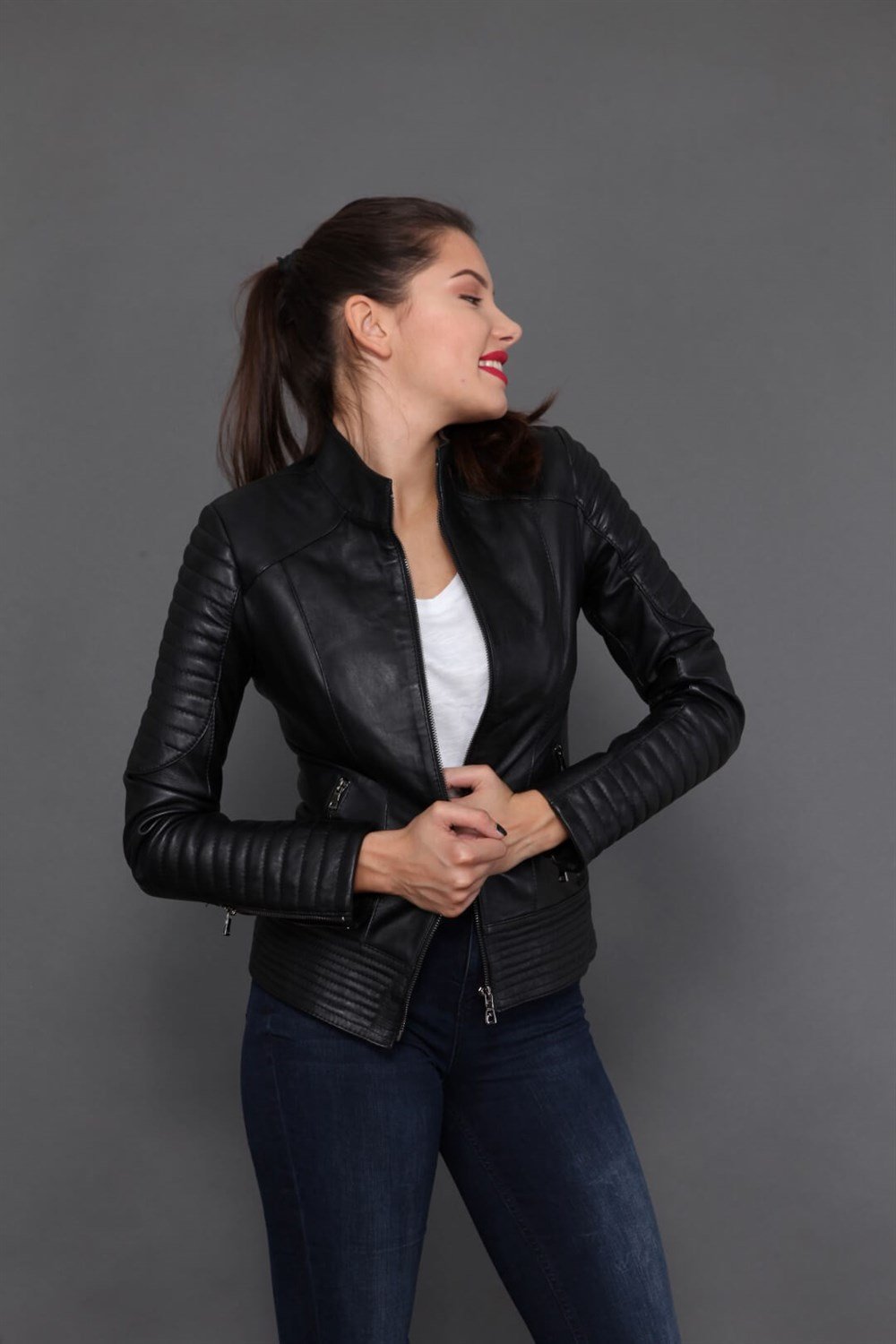 BAYAN DERİ MONT SİYAH - FAUX