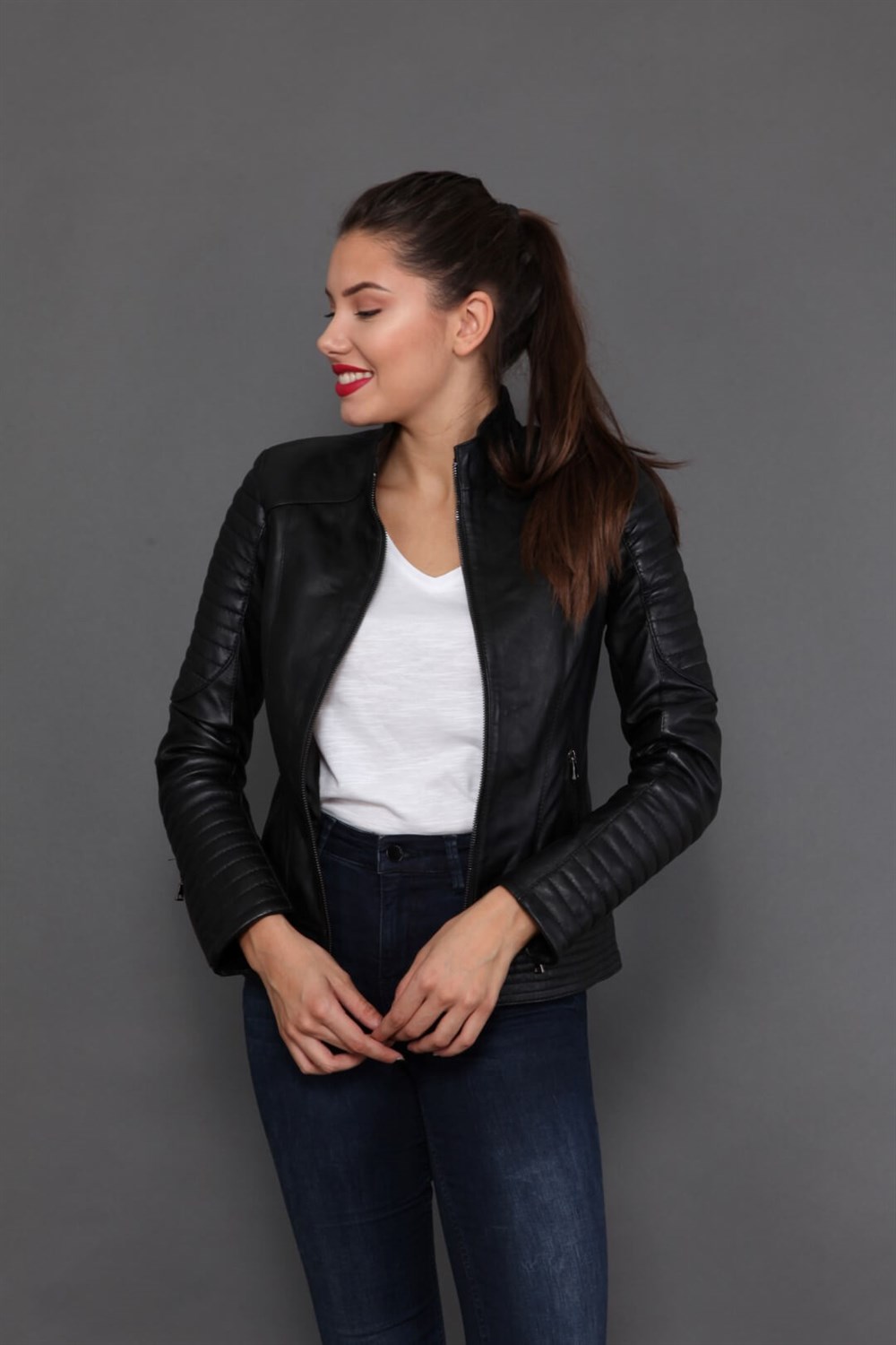 BAYAN DERİ MONT SİYAH - FAUX