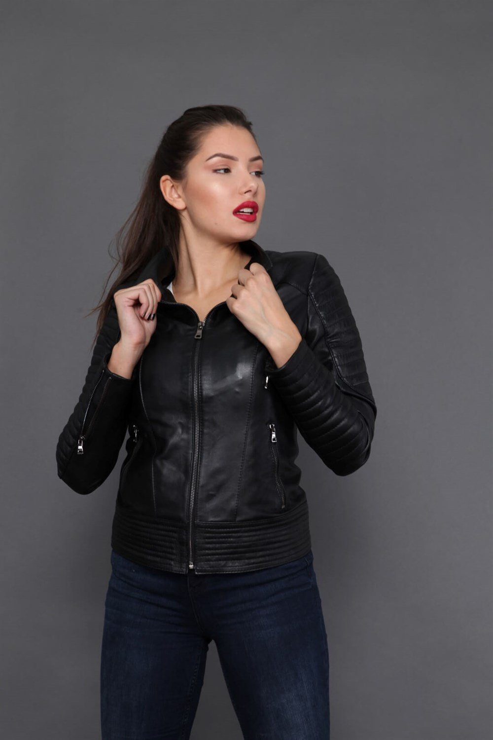 BAYAN DERİ MONT SİYAH - FAUX