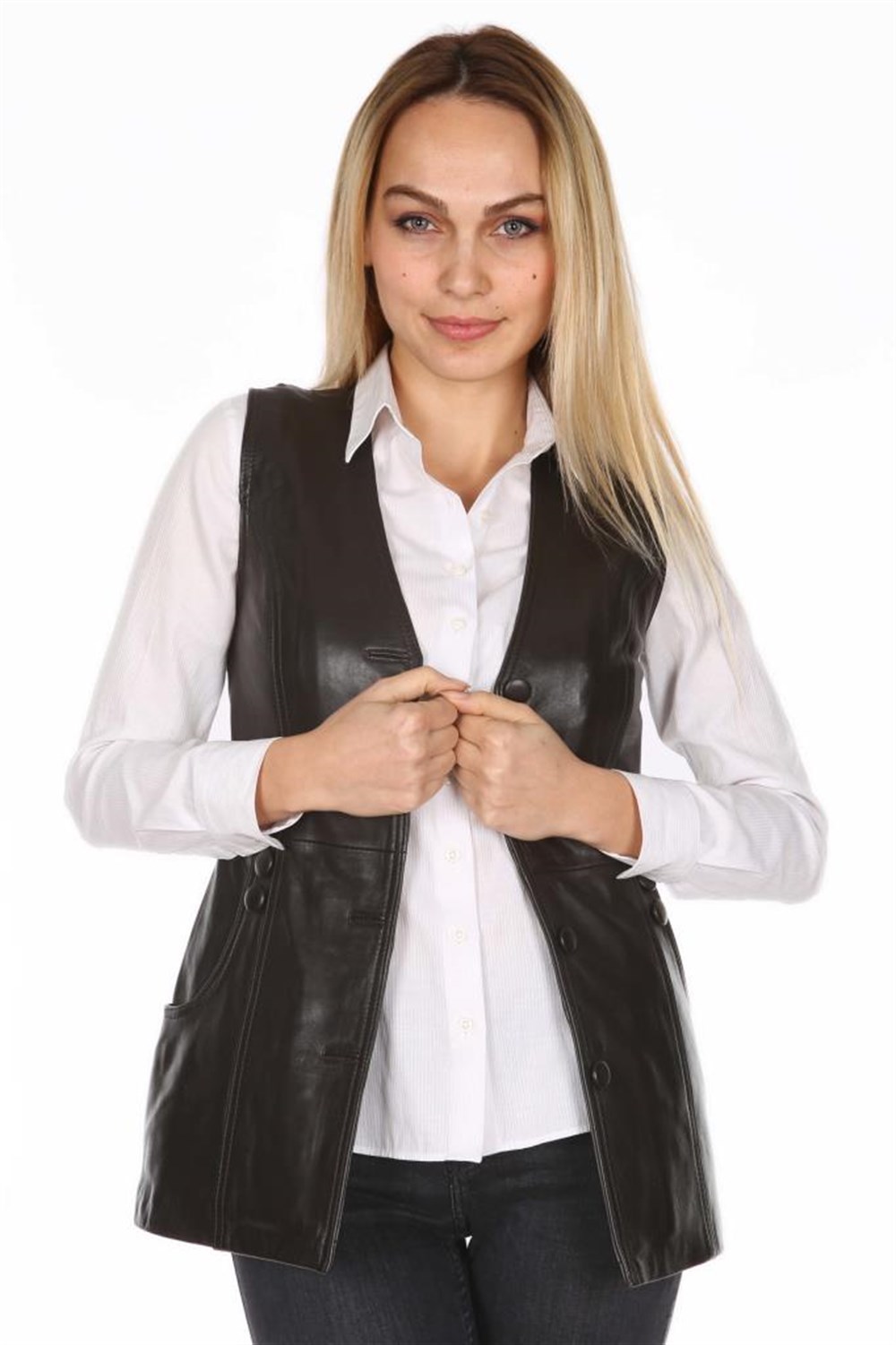 BAYAN KAHVE CASUAL DERİ MONT
