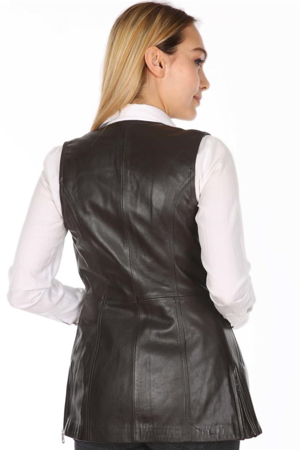 BAYAN LACİVERT KEMERLİ DERİ MONT