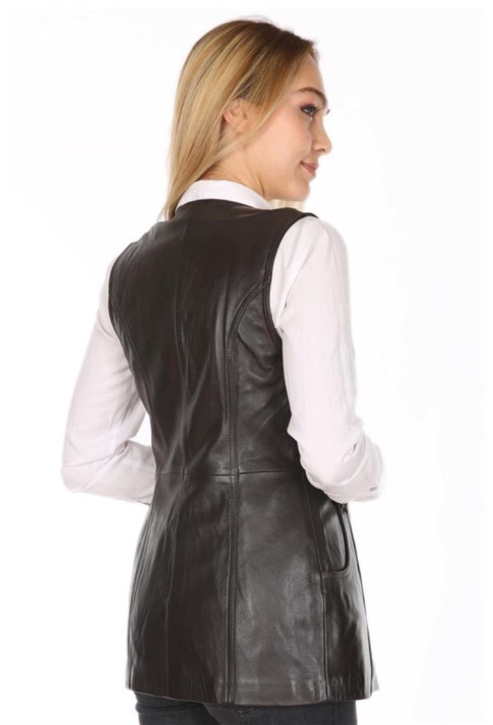 BAYAN UZUN DERİ YELEK