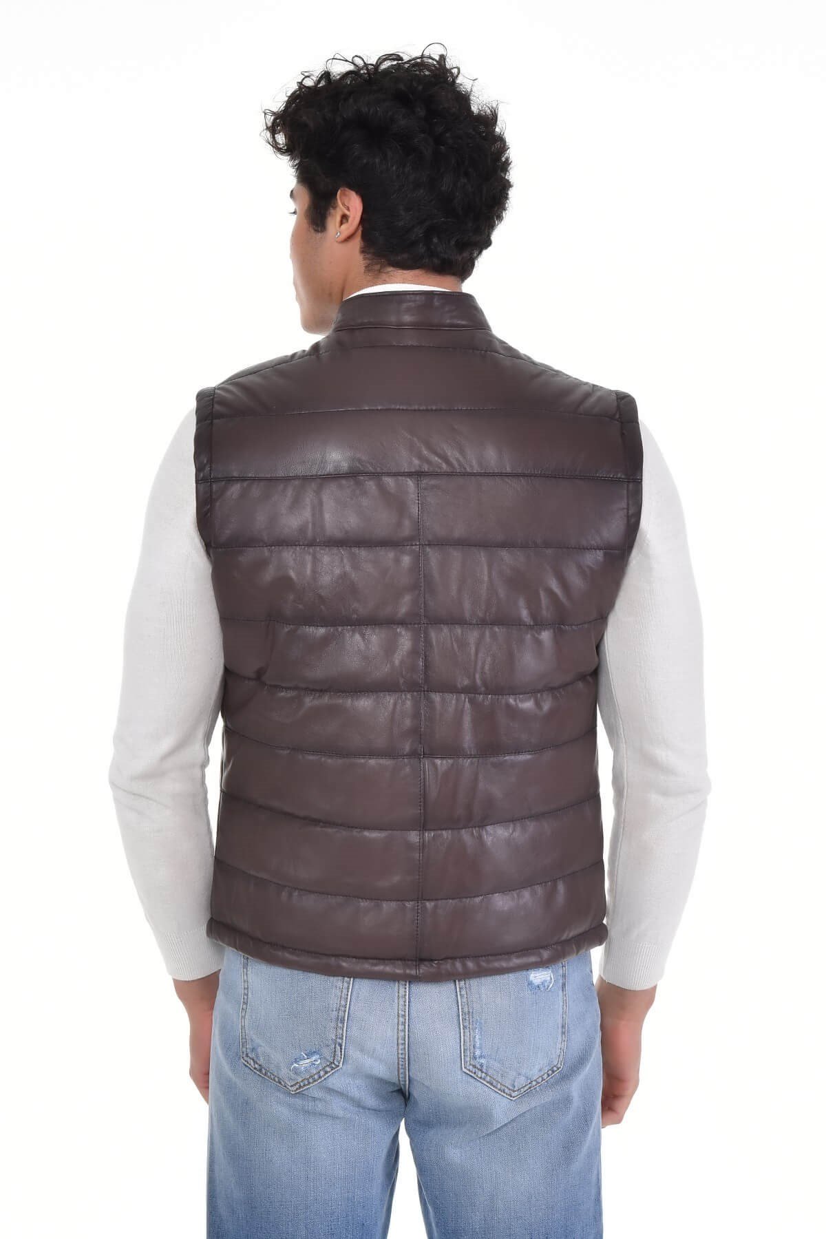 Chris Kahve Erkek %100 Orijinal Deri Yelek