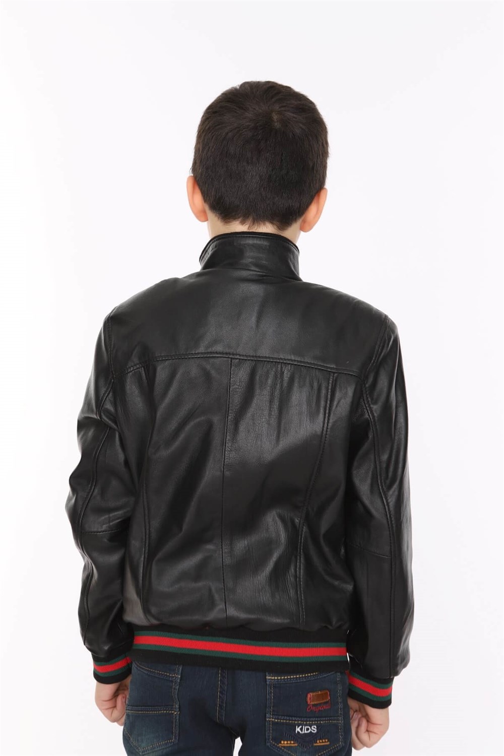 Erkek Çocuk Deri Mont Bleu