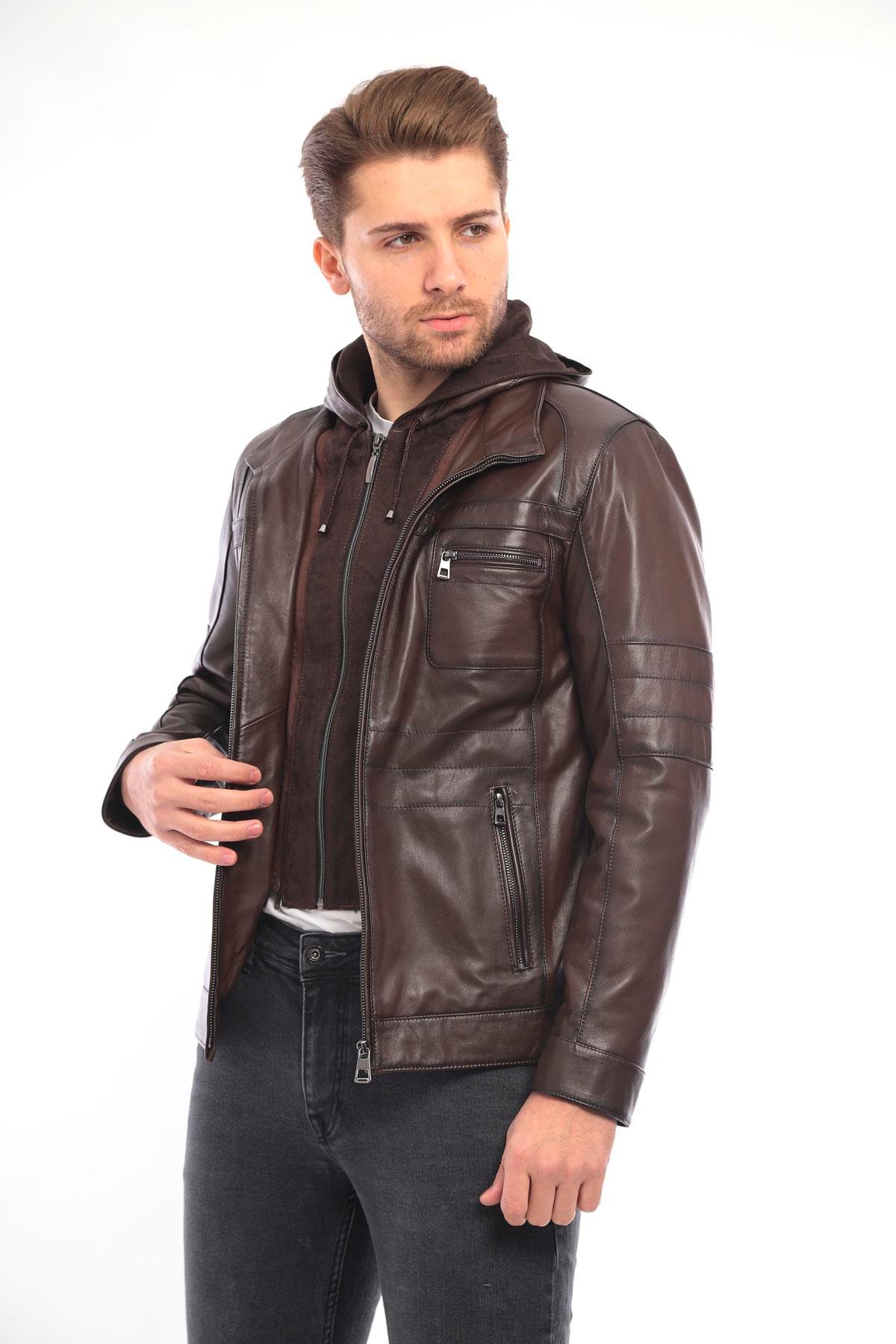 Erkek Deri Ceket Kapüşonlu - EM02026