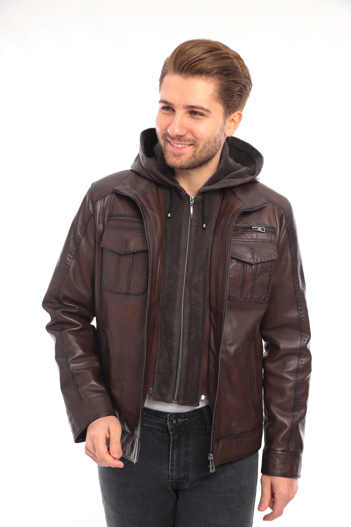 Erkek Deri Ceket Kapüşonlu - EM02028