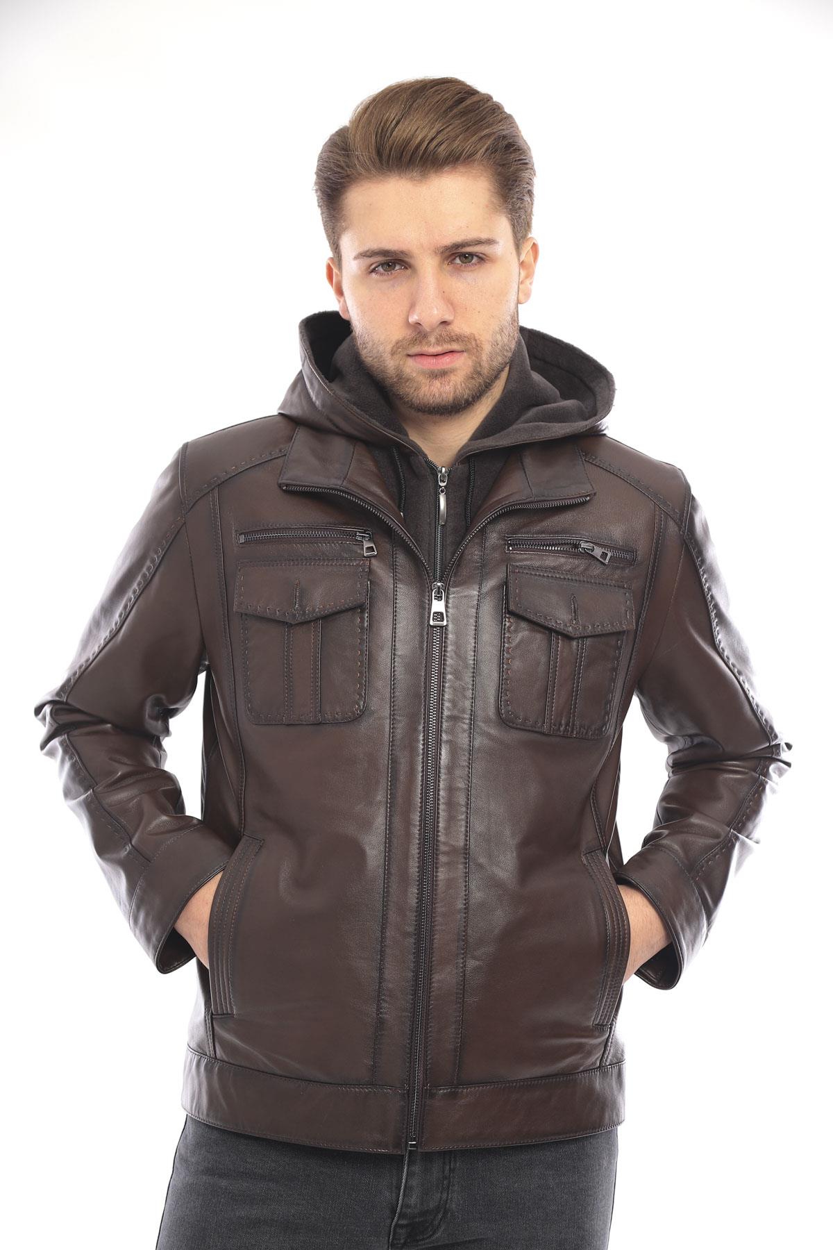 Erkek Deri Ceket Kapüşonlu - EM02028