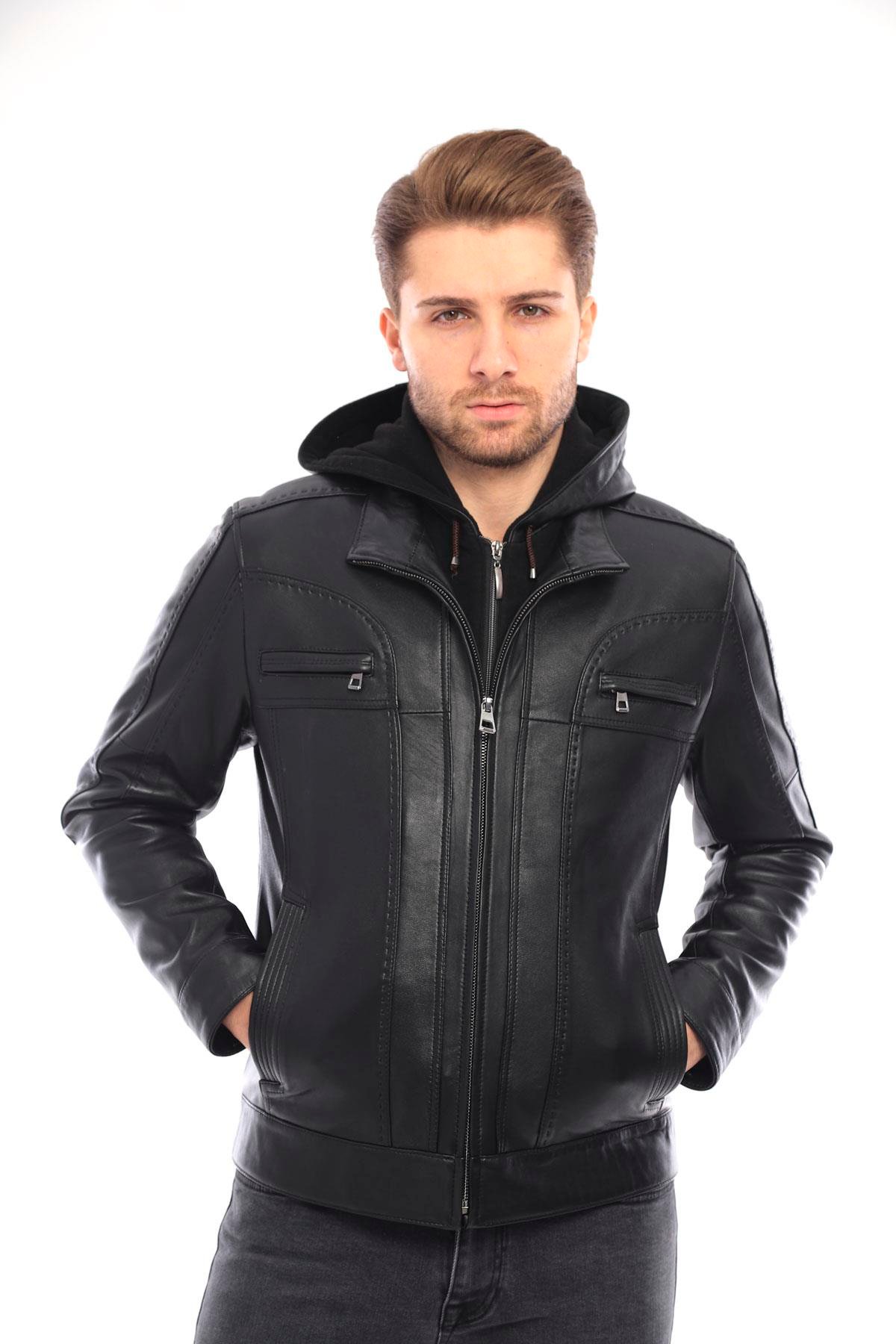 Erkek Deri Ceket Kapüşonlu - EM02029