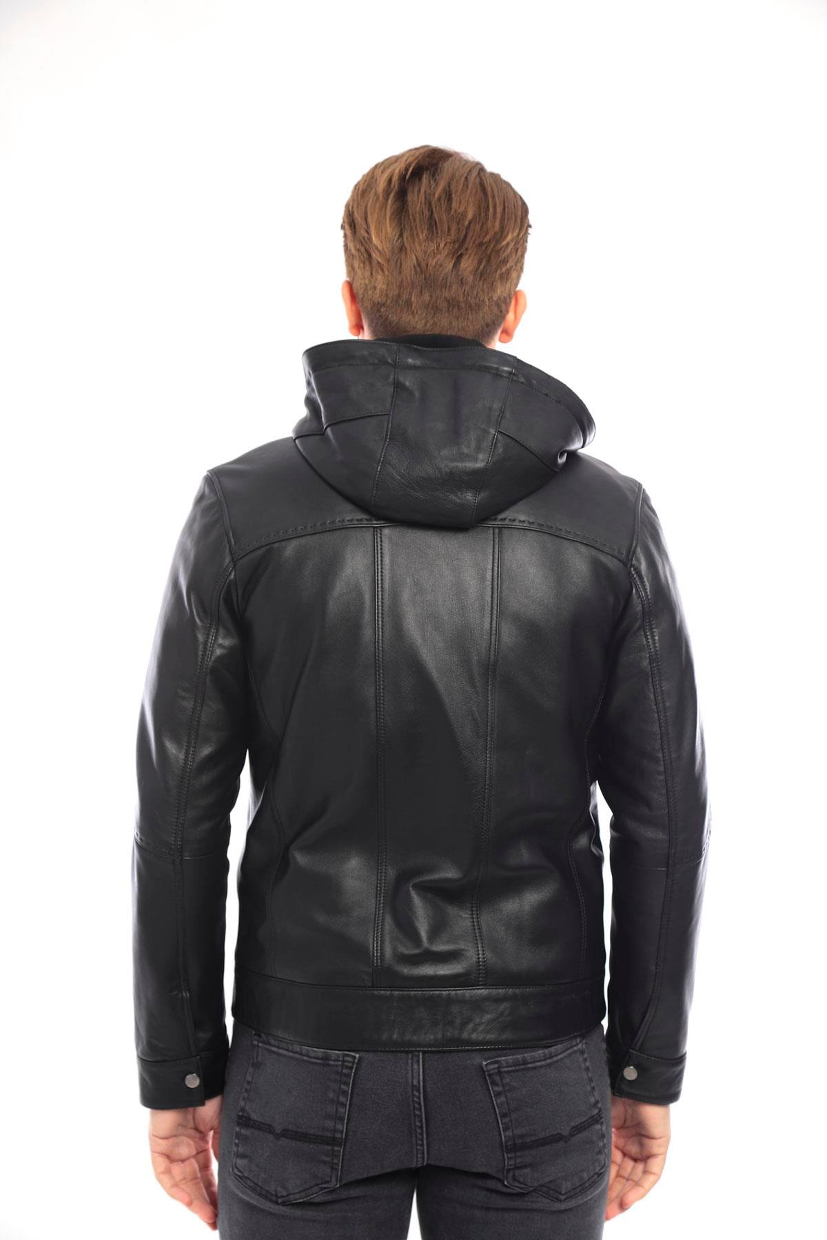 Erkek Deri Ceket Kapüşonlu - EM02029