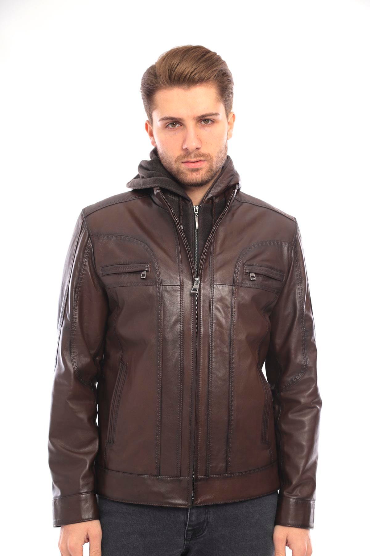 Erkek Deri Ceket Kapüşonlu - EM02031