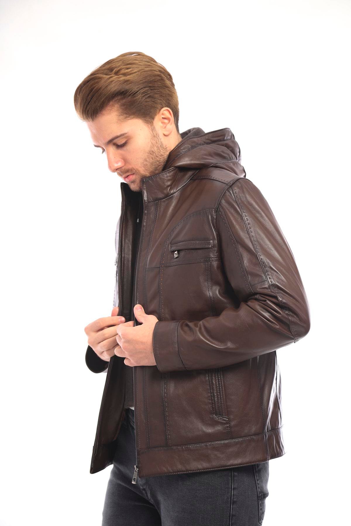 Erkek Deri Ceket Kapüşonlu - EM02031
