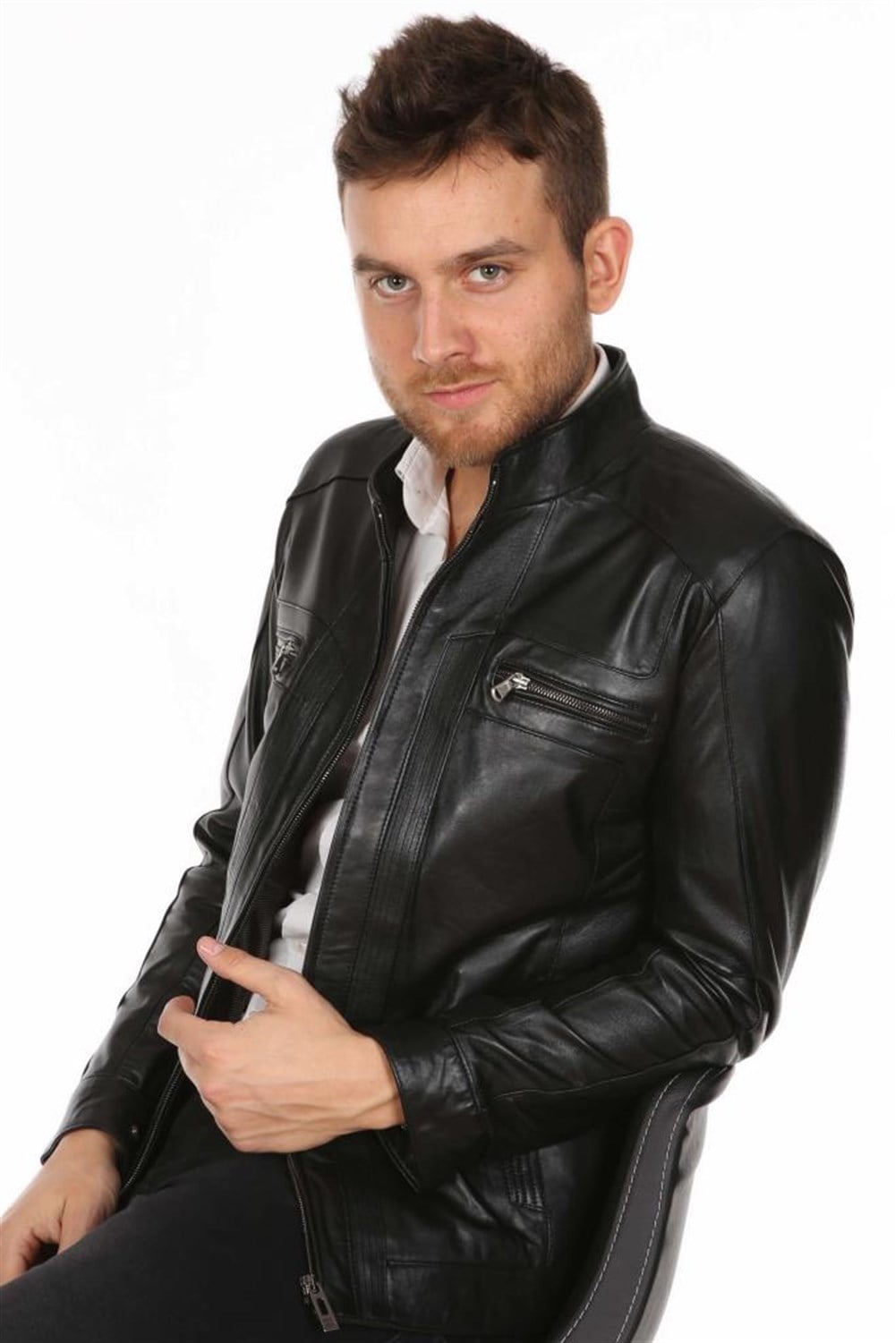 ERKEK DÜZ MODEL CASUAL DERİ MONT