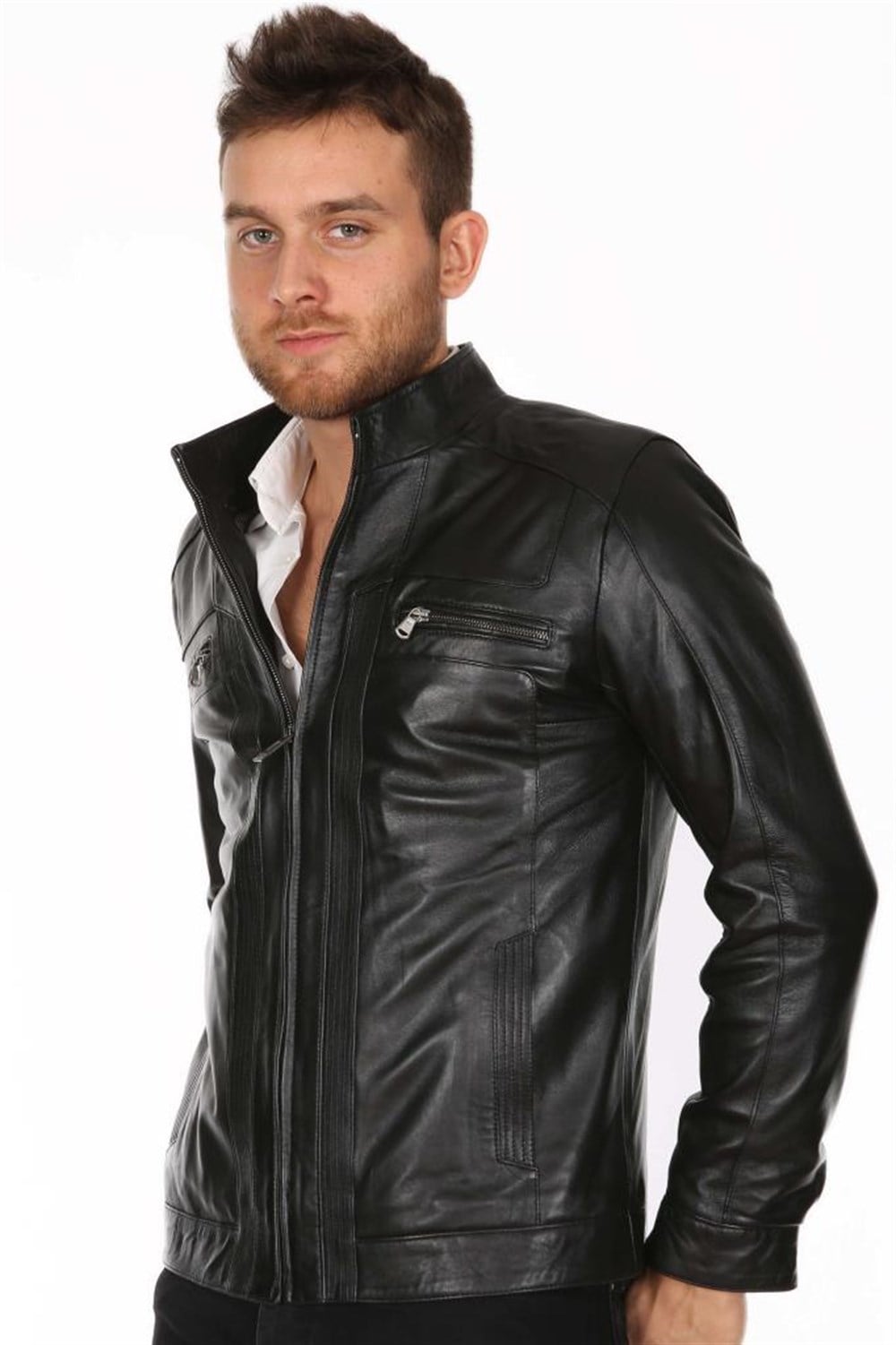 ERKEK DÜZ MODEL CASUAL DERİ MONT