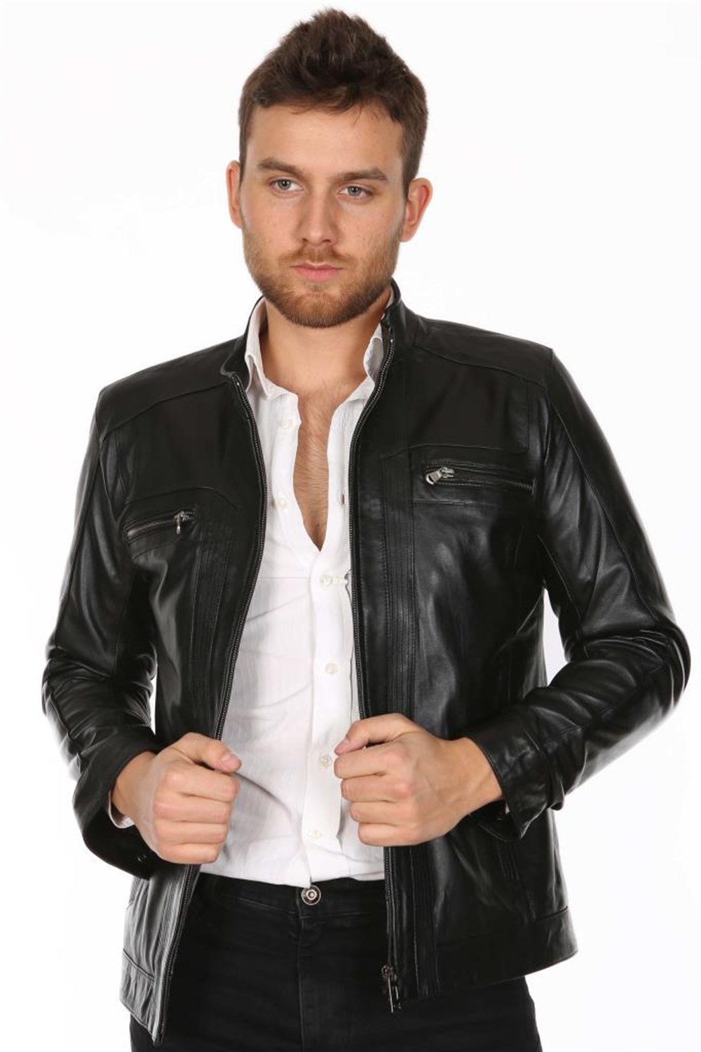 ERKEK DÜZ MODEL CASUAL DERİ MONT