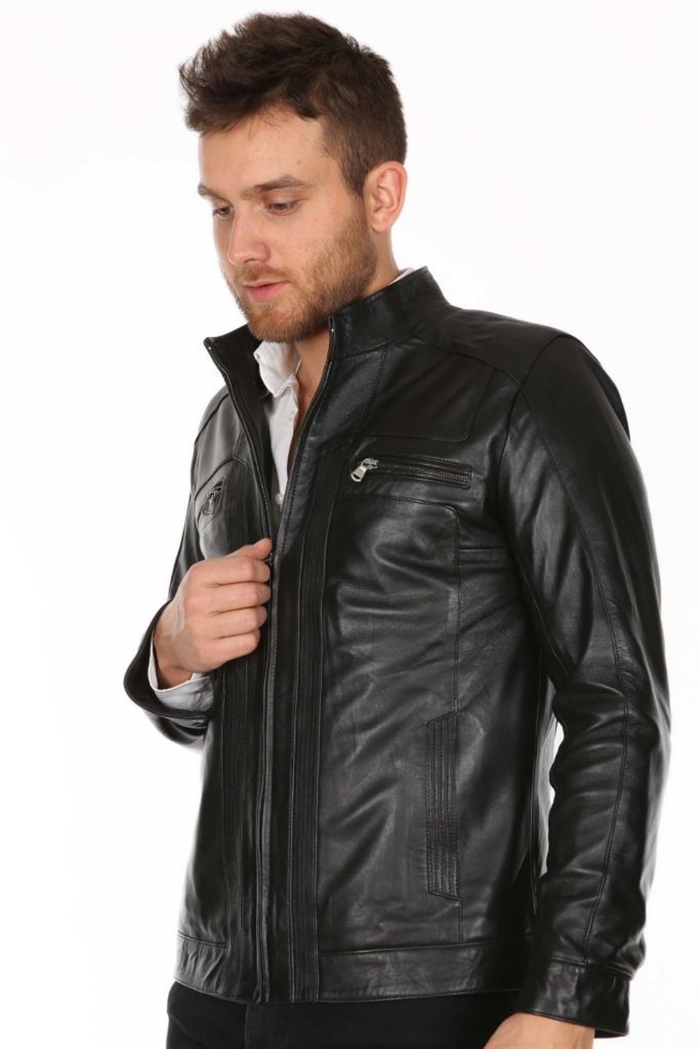 ERKEK DÜZ MODEL CASUAL DERİ MONT