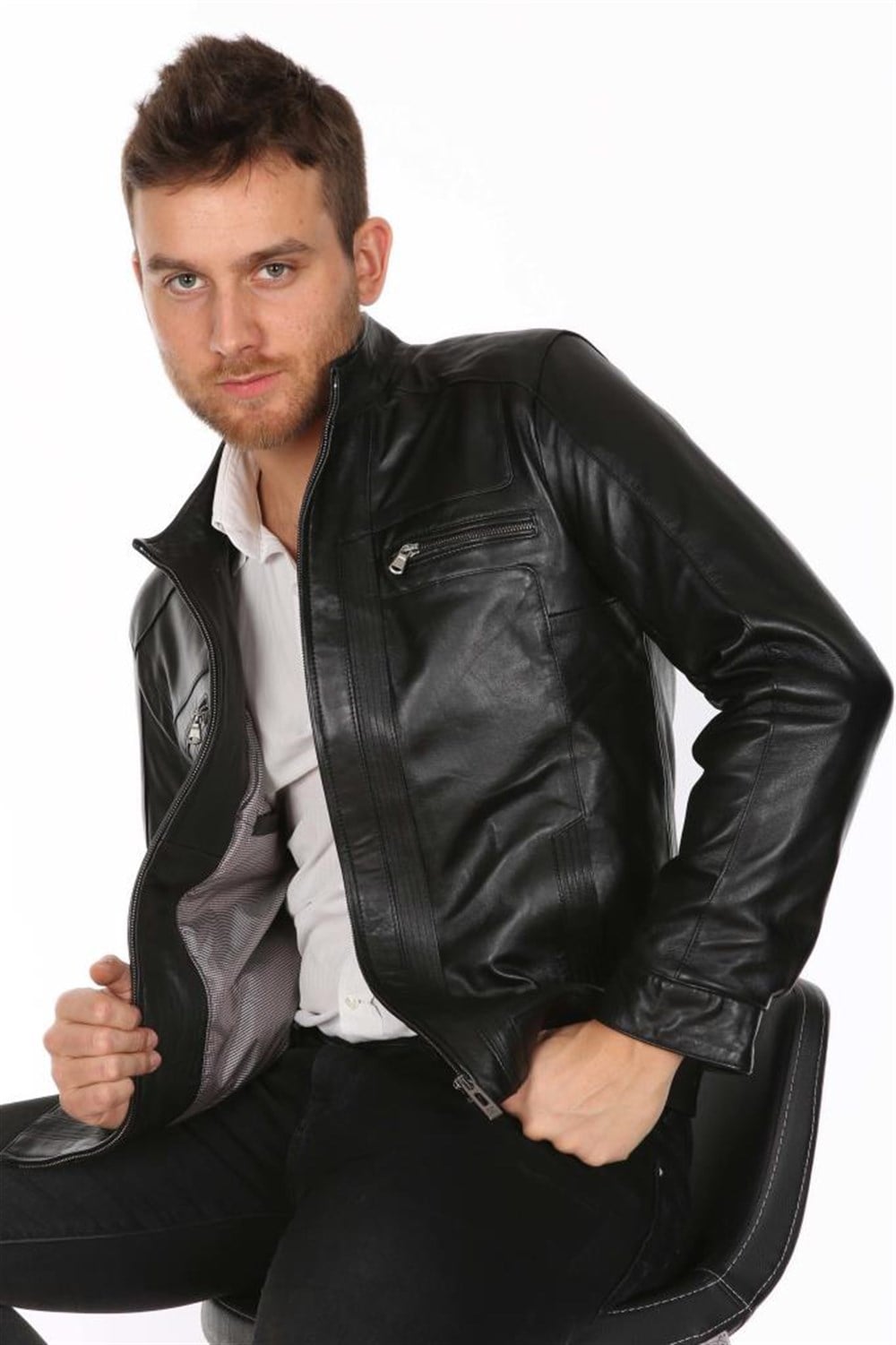 ERKEK DÜZ MODEL CASUAL DERİ MONT