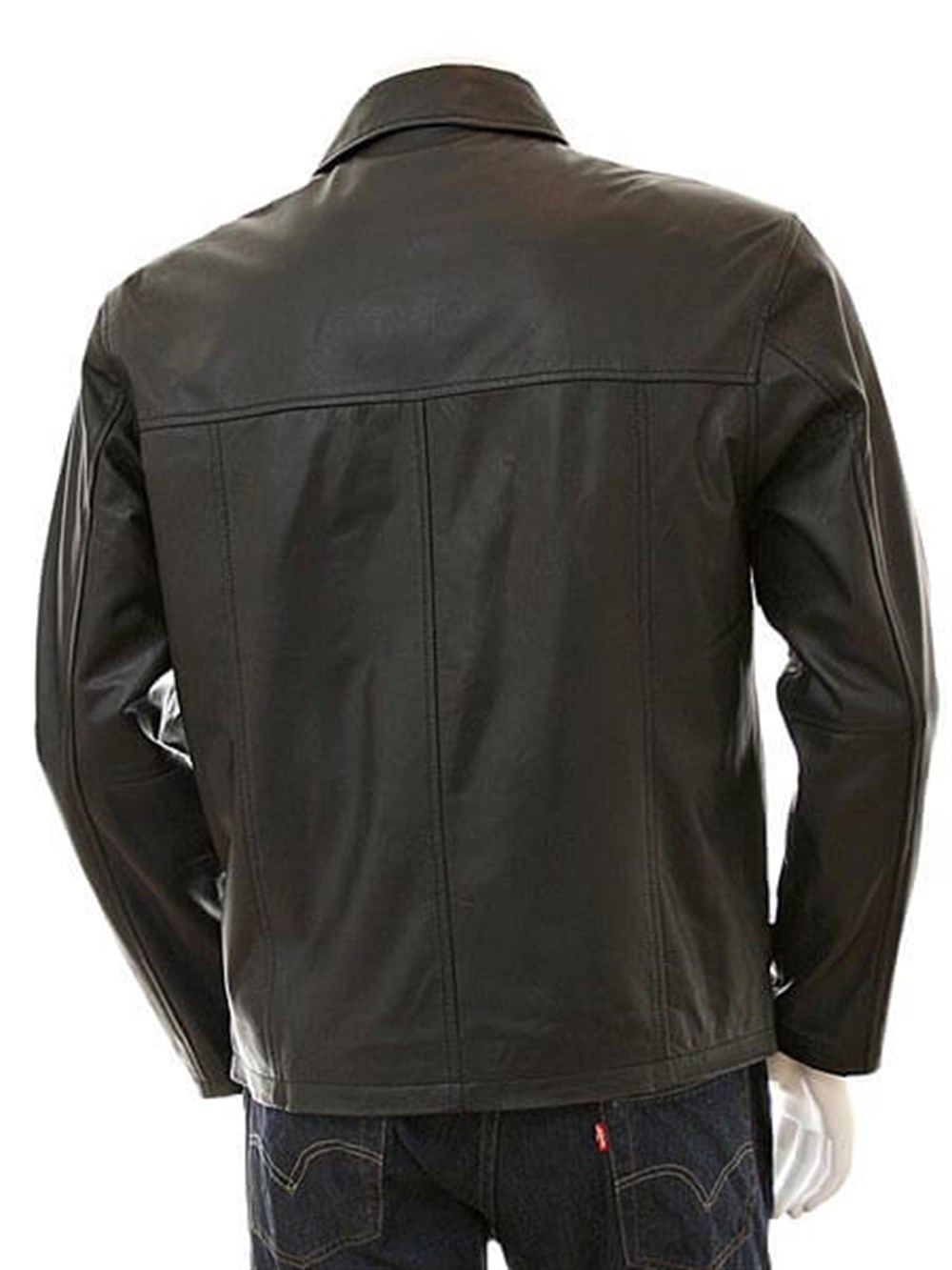Erkek Siyah Deri Ceket Harrington
