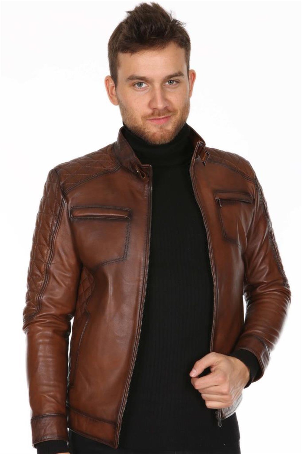 ERKEK YAN İŞLEME DERİ MONT