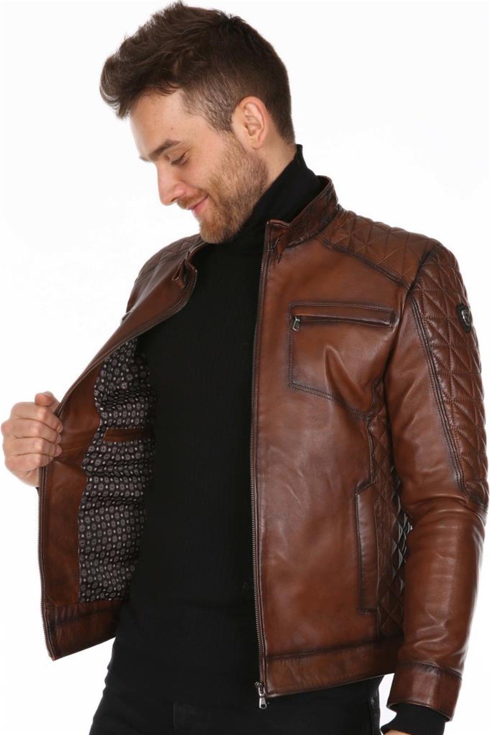 ERKEK YAN İŞLEME DERİ MONT