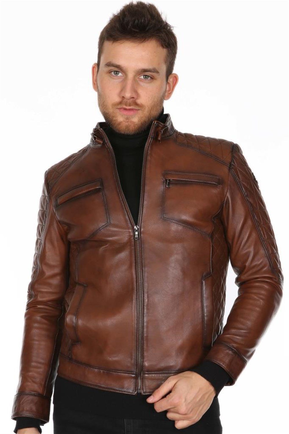 ERKEK YAN İŞLEME DERİ MONT