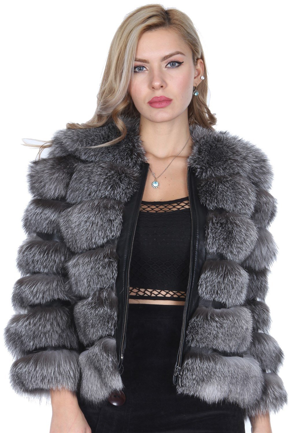 FERMUARLI BAYAN DERİ CEKET(5014)