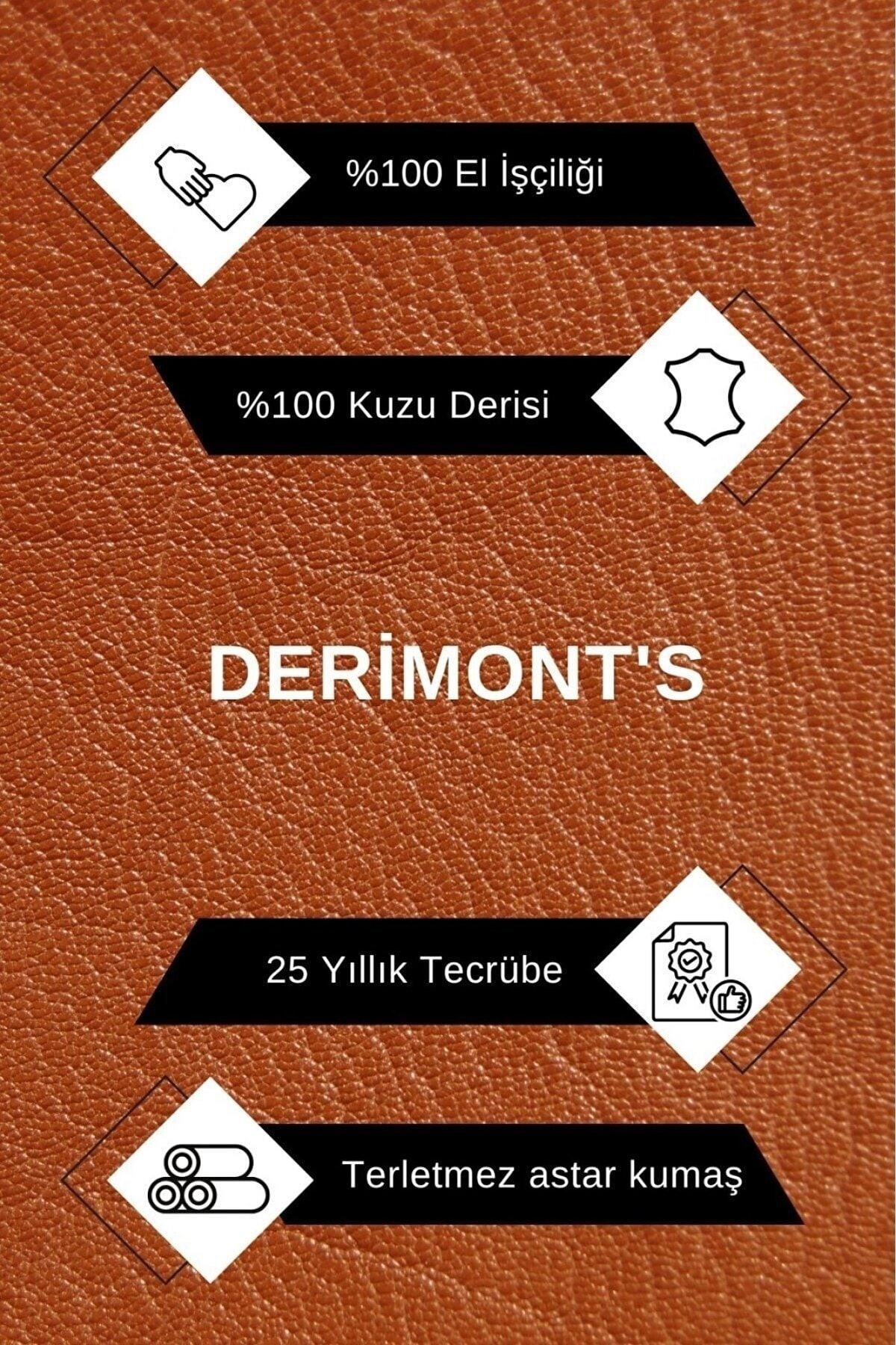 Hakiki Deri Kürklü Taba Erkek Deri Mont Yandan Cepli Düğme Detaylı Deri Ceket