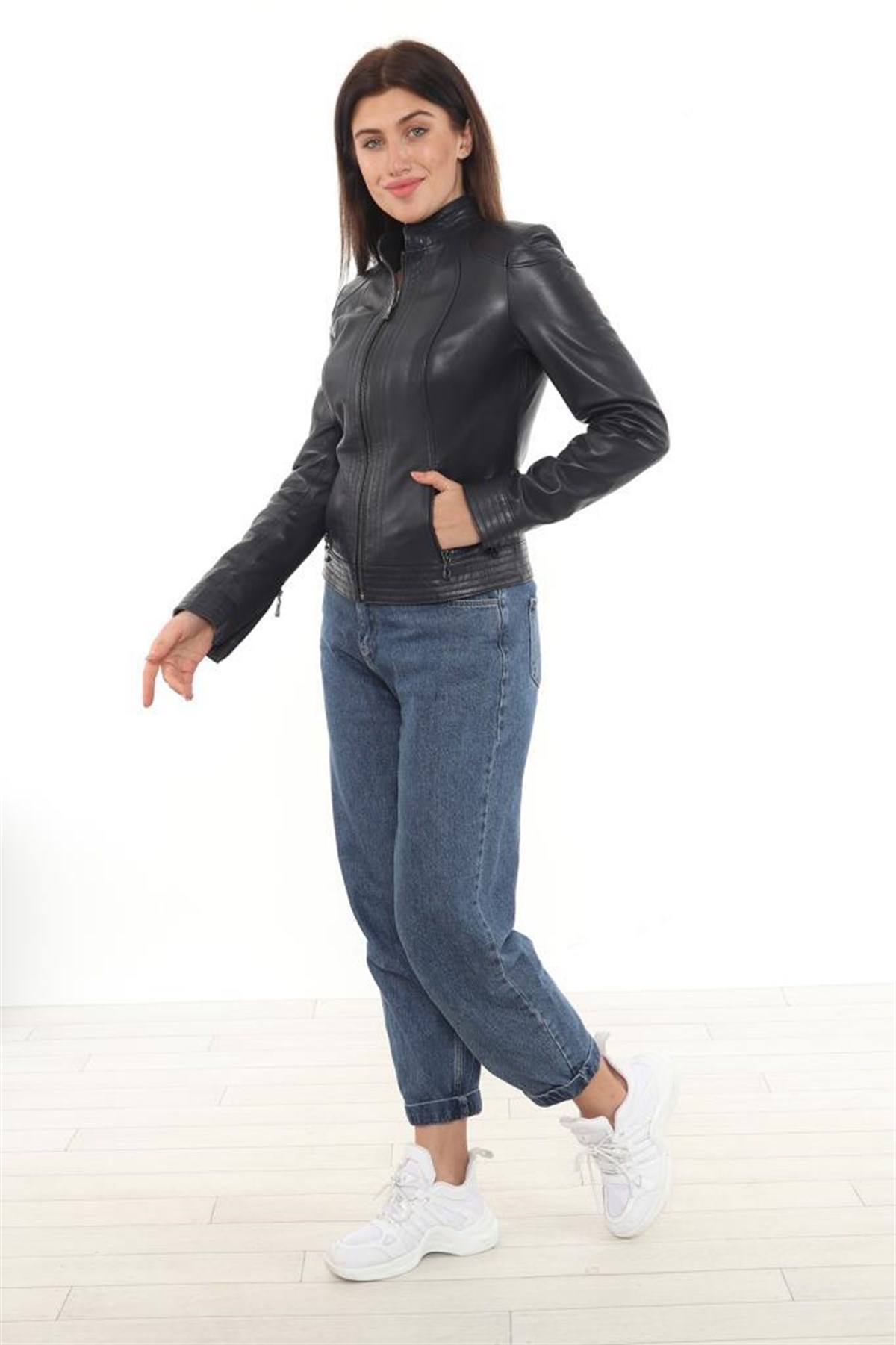 ILARİA SİYAH KADIN CEKET %100 ORİJİNAL DERİ