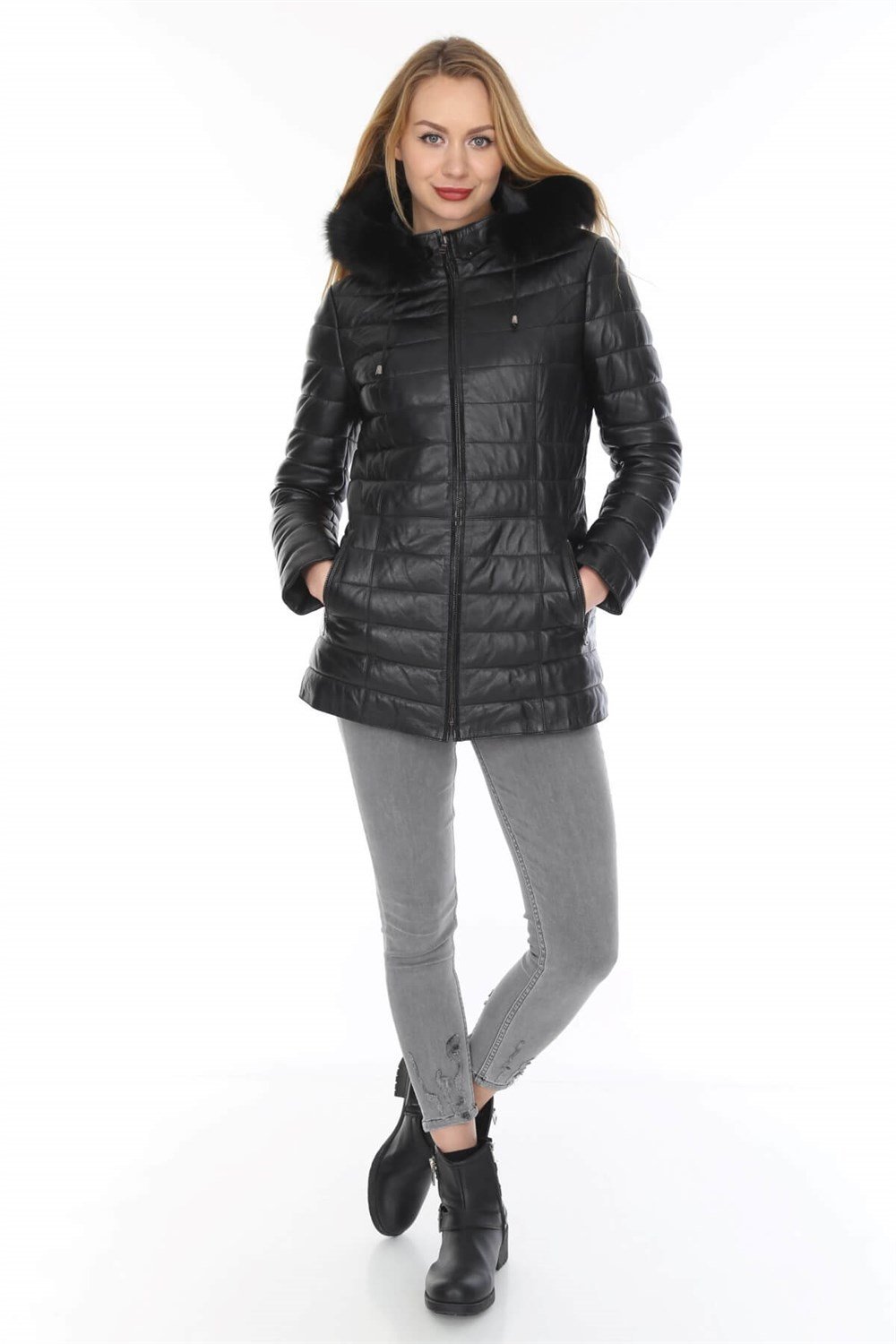 Kadın Deri Mont Bordo Matignon