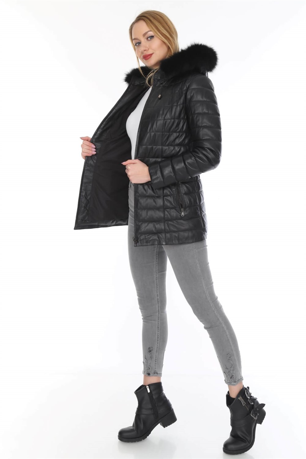 Kadın Deri Mont Bordo Matignon