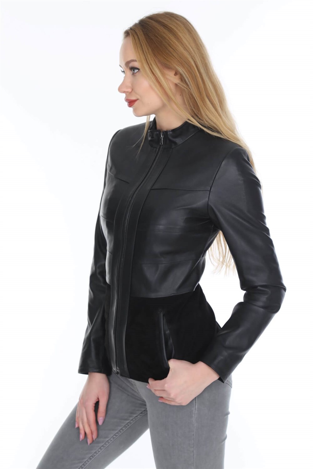 Kadın Deri Mont Siyah Arellano