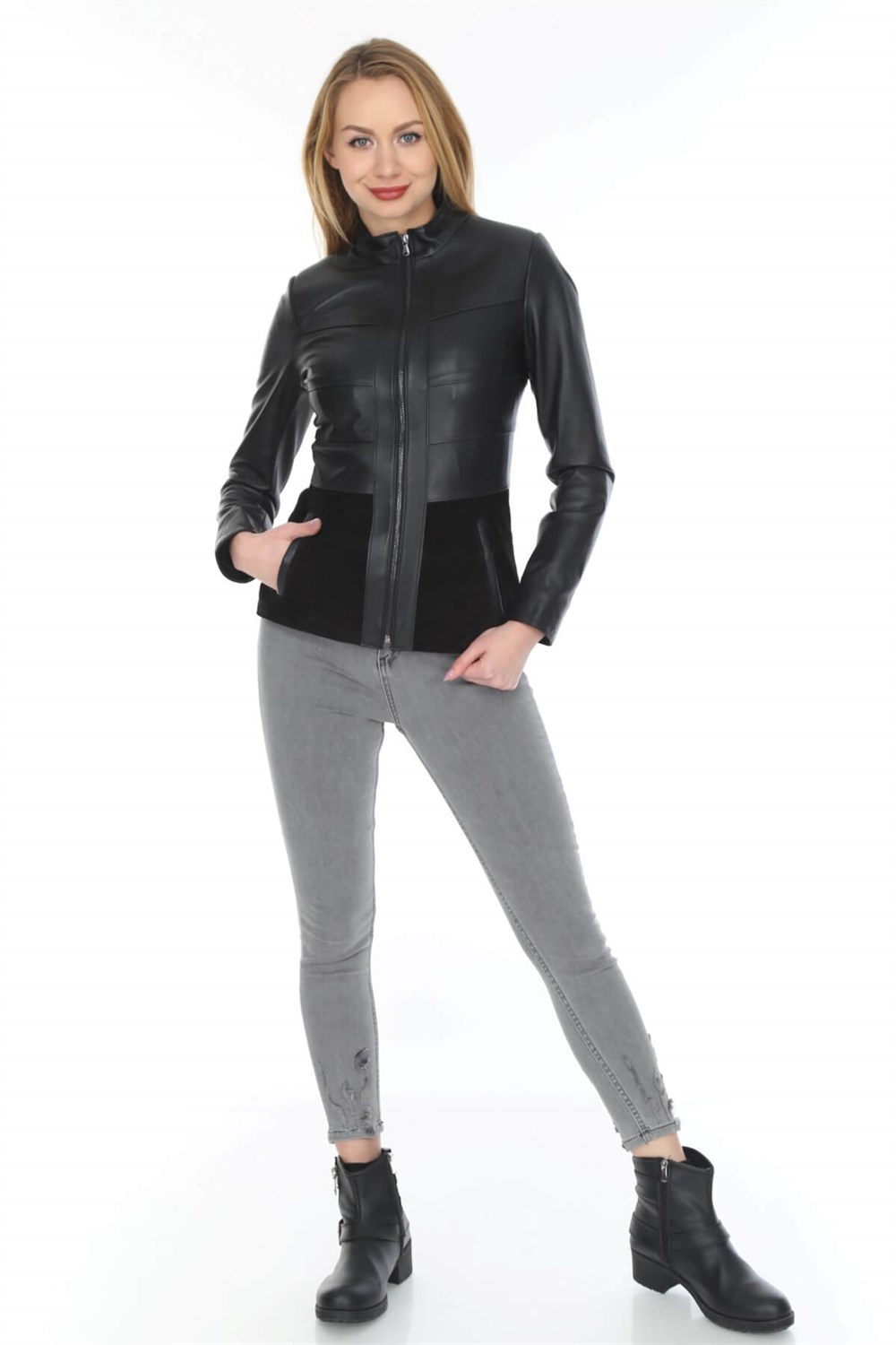 Kadın Deri Mont Siyah Arellano