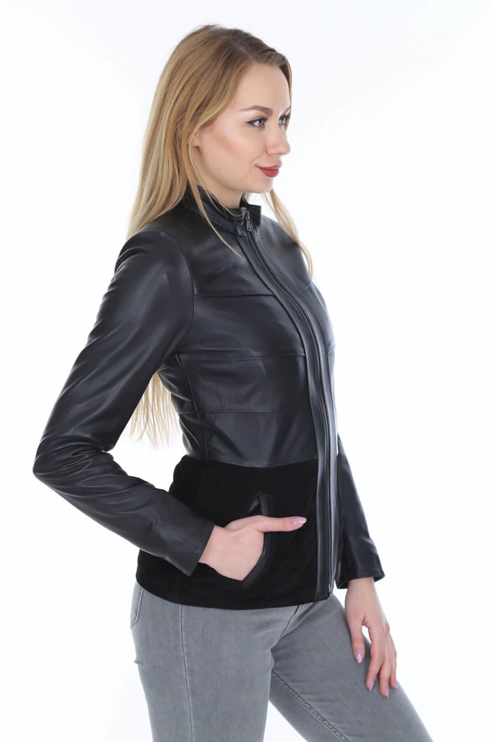 Kadın Deri Mont Siyah Arellano