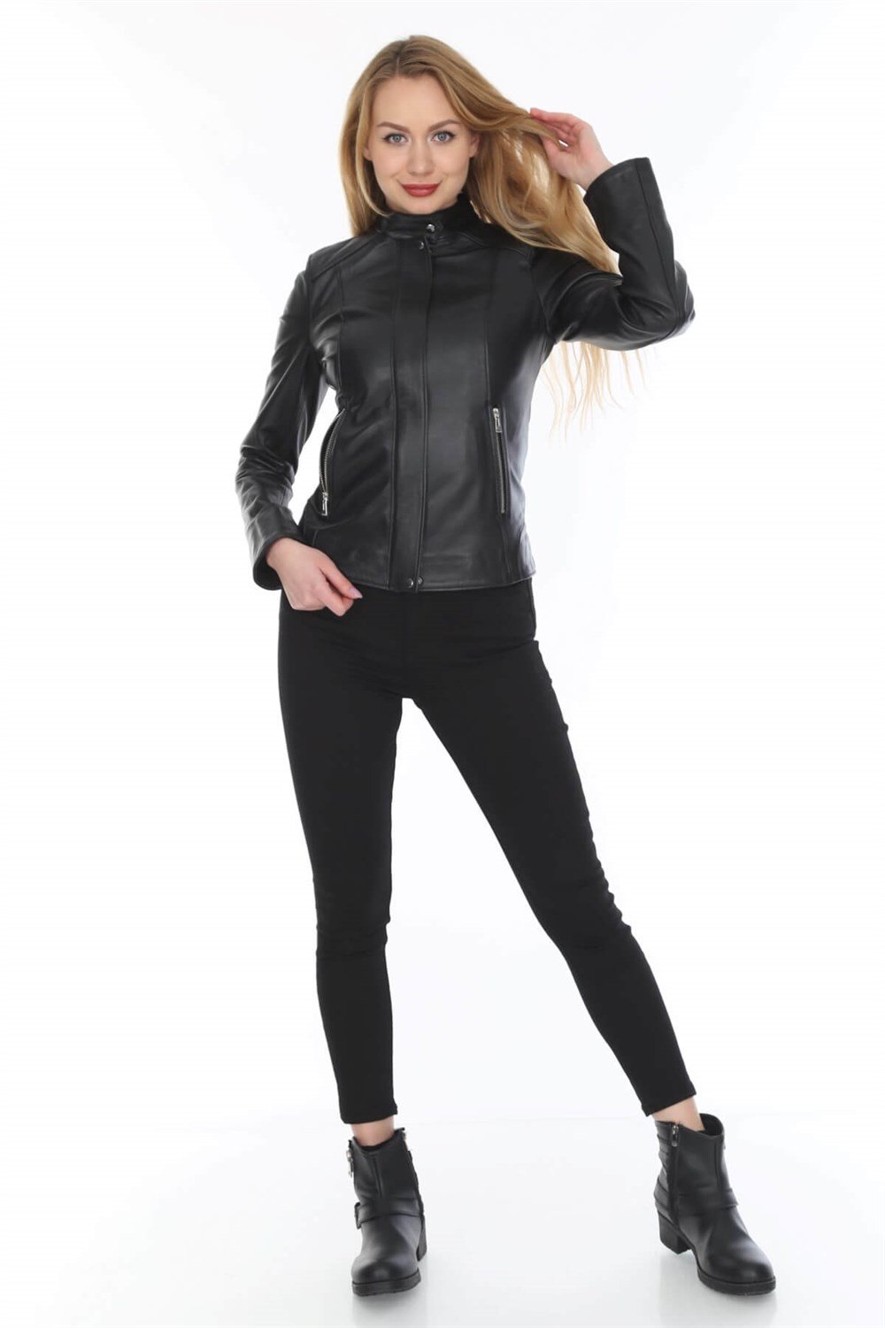 Kadın Deri Mont Siyah Empress