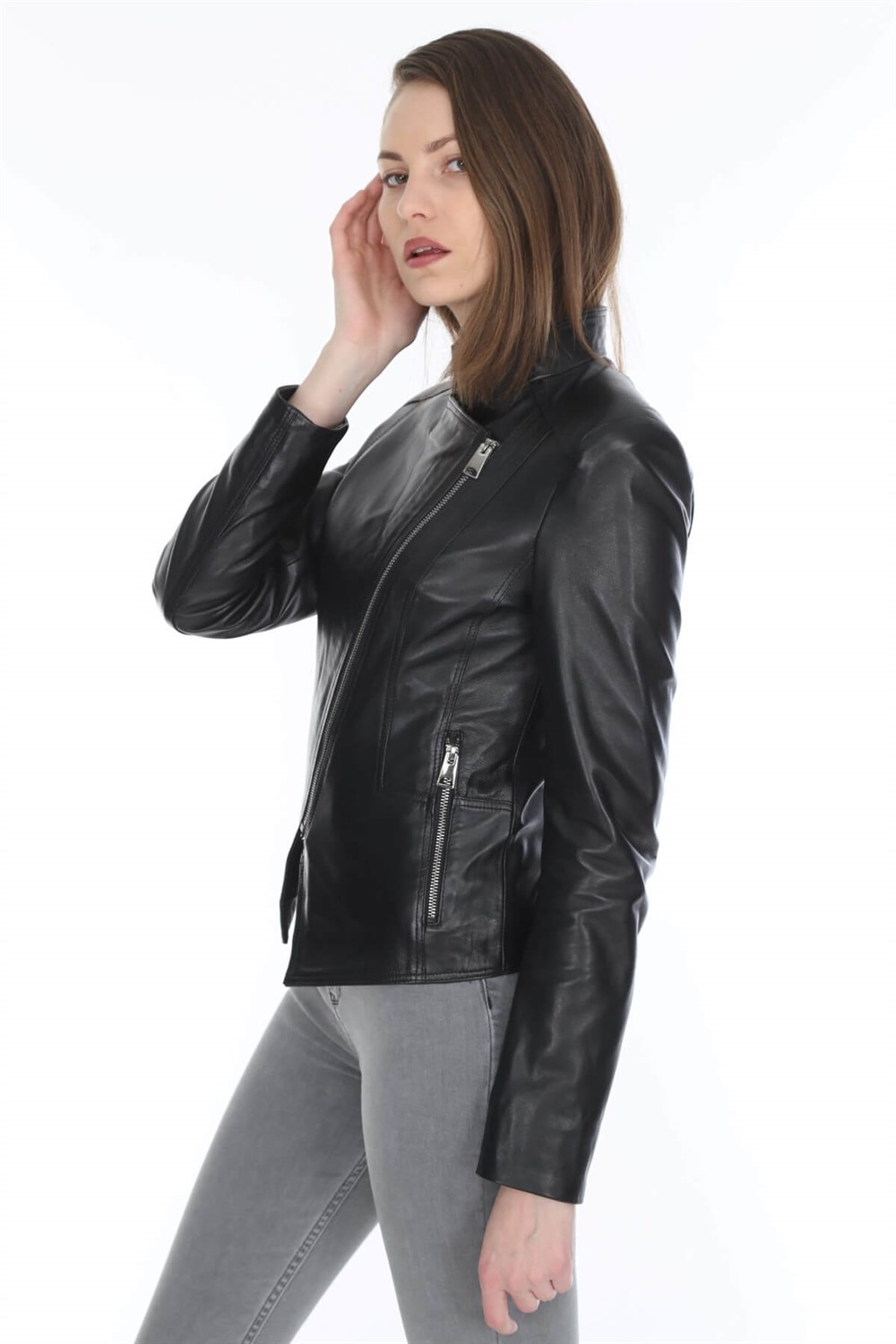 Kadın Deri Mont Siyah Leeds